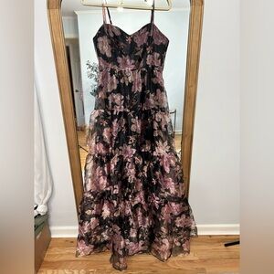 Floral Black and Pink Maxi Dress